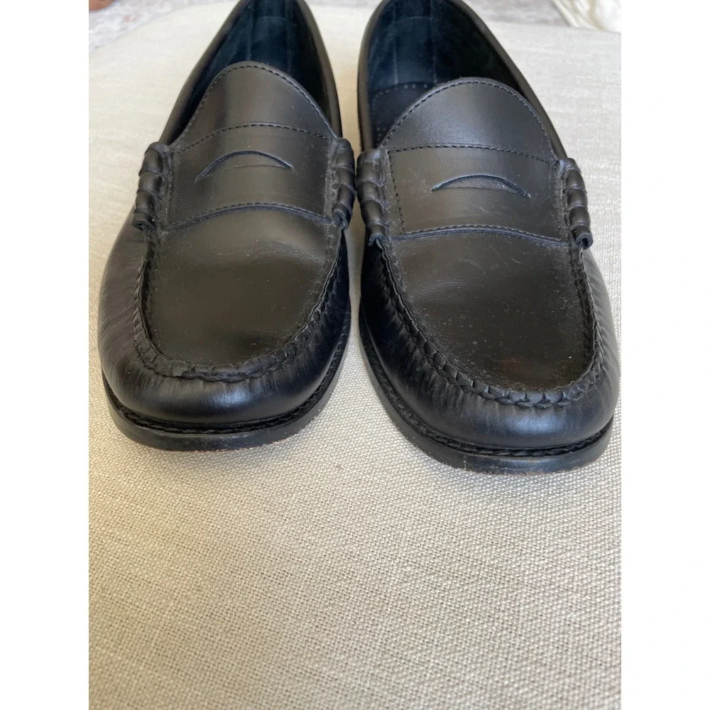 J.Crew Mens Camden Black Leather Penny Loafers BJ009 Size 9 Slip On Dress Shoes